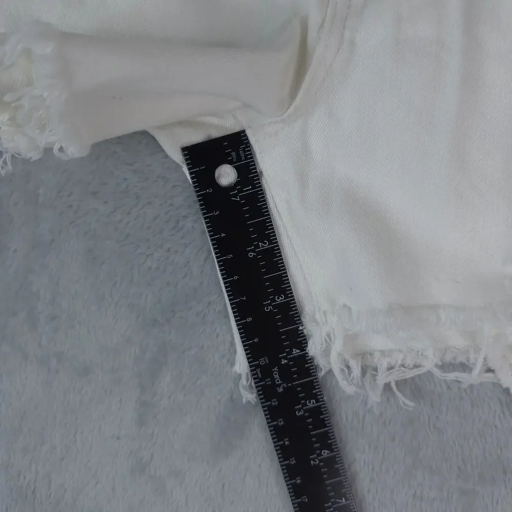 Articles of Society Shorts Womens 29 White‎ Cotton Distressed Cut Off 4